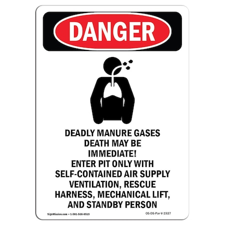 OSHA Danger, 12 Height, 18 Width, Decal